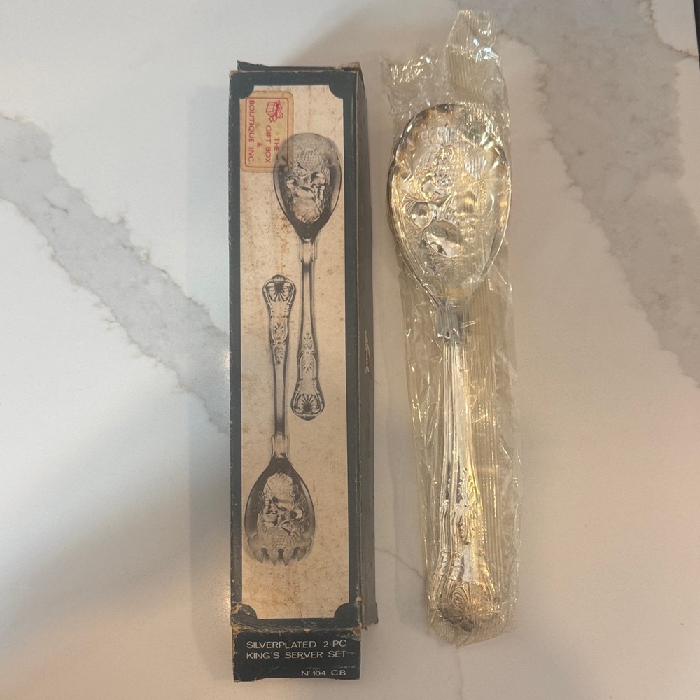 Silverplated Ornate Serving Spoon Set - Floral Motif